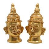 Brass Handcrafted Lord Shiva & Gowri Face Idol Set – Traditional Hindu Pooja Decor for Home & Temple, Gold, 5 Inch, 1 Piece