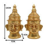 Brass Handcrafted Lord Shiva & Gowri Face Idol Set – Traditional Hindu Pooja Decor for Home & Temple, Gold, 5 Inch, 1 Piece