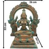 Bronze Handcrafted Panchaloha Lakshmi Idol | South Indian Mahalakshmi Murti for Temple, Pooja & Home Decor, Brown, 13 Inch, 1 Piece
