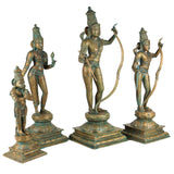 Bronze Handcrafted Ram Darbar Idol Set – Panchaloha Ram Sita Lakshman Hanuman Murti for Home Temple & Decor | Shri Ram Parivar Sculpture, Brown, 21 Inch, 1 Piece