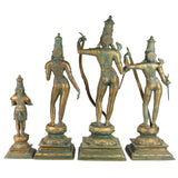 Bronze Handcrafted Ram Darbar Idol Set – Panchaloha Ram Sita Lakshman Hanuman Murti for Home Temple & Decor | Shri Ram Parivar Sculpture, Brown, 21 Inch, 1 Piece