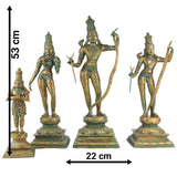 Bronze Handcrafted Ram Darbar Idol Set – Panchaloha Ram Sita Lakshman Hanuman Murti for Home Temple & Decor | Shri Ram Parivar Sculpture, Brown, 21 Inch, 1 Piece