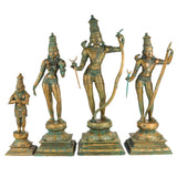 Bronze Handcrafted Ram Darbar Idol Set – Panchaloha Ram Sita Lakshman Hanuman Murti for Home Temple & Decor | Shri Ram Parivar Sculpture, Brown, 21 Inch, 1 Piece