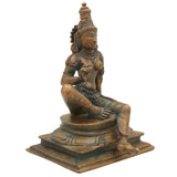 Bronze Parvati Idol Sitting – Panchaloha Shivagami Murti | Adi Shakti Sculpture | Handcrafted Bhoga Shakti Girija Statue, Brown, 6.5 Inch, 1 Piece
