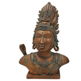 Bronze Handcrafted Panchaloha Shiva Head Idol | Chola Art Mahadev Murti | South Indian Pital Shiva Face Sculpture for Home & Temple, Brown, 13 Inch, 1 Piece