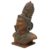 Bronze Handcrafted Panchaloha Shiva Head Idol | Chola Art Mahadev Murti | South Indian Pital Shiva Face Sculpture for Home & Temple, Brown, 13 Inch, 1 Piece