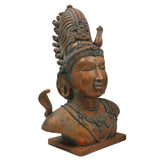 Bronze Handcrafted Panchaloha Shiva Head Idol | Chola Art Mahadev Murti | South Indian Pital Shiva Face Sculpture for Home & Temple, Brown, 13 Inch, 1 Piece
