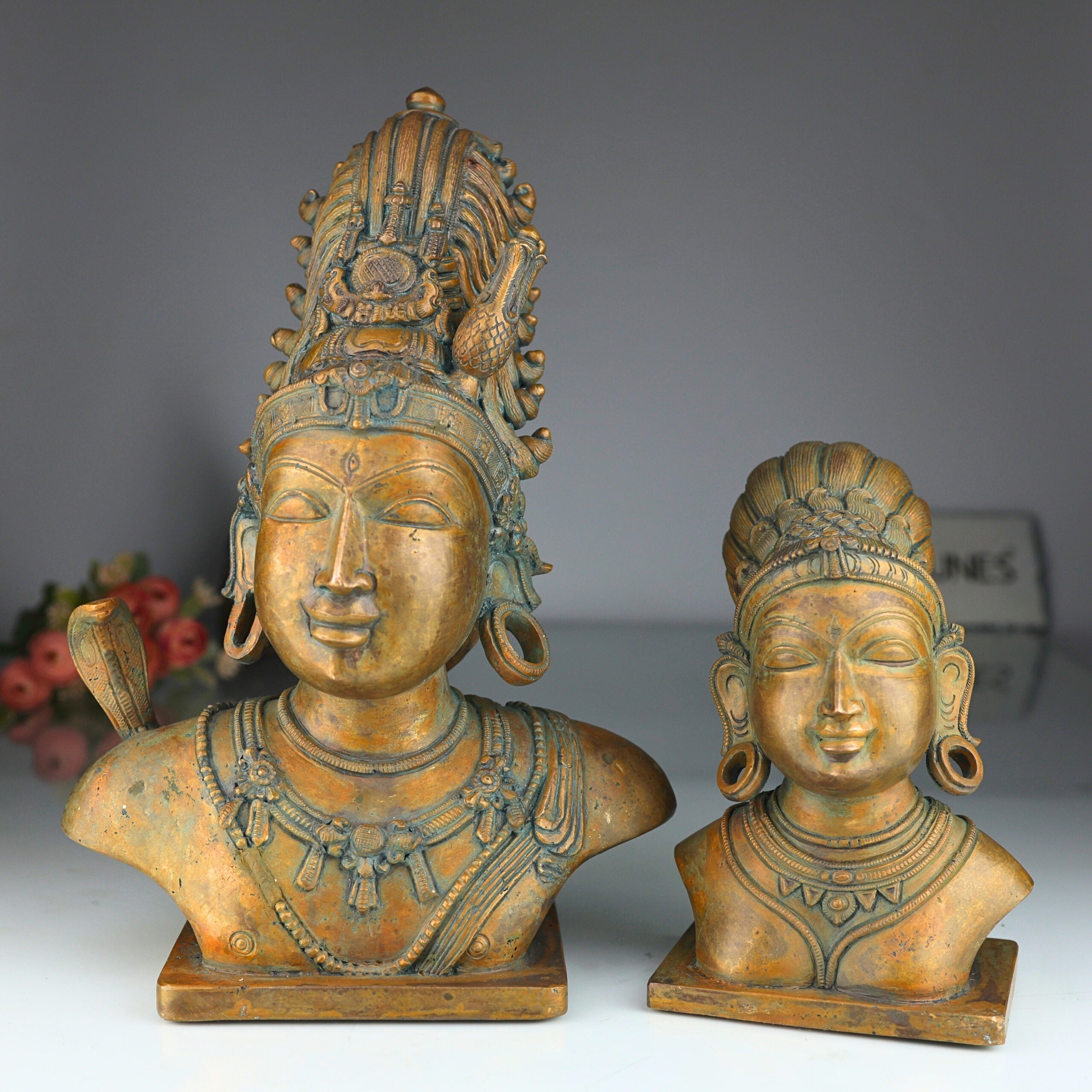 Bronze Handcrafted Shiva Gouri Head Idol