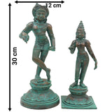 Bronze Vrishavahana Shiva Parvati Idol – Panchaloha Nandi Vahana Chola Art Sculpture for Temple & Home Decor, Brown, 12 Inch, 1 Piece