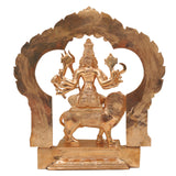Bronze Handcrafted Durga Idol, Panchaloha Traditional Chola Art Sculpture for Temple & Home Decor, Gold, 12.5 Inch, 1 Piece