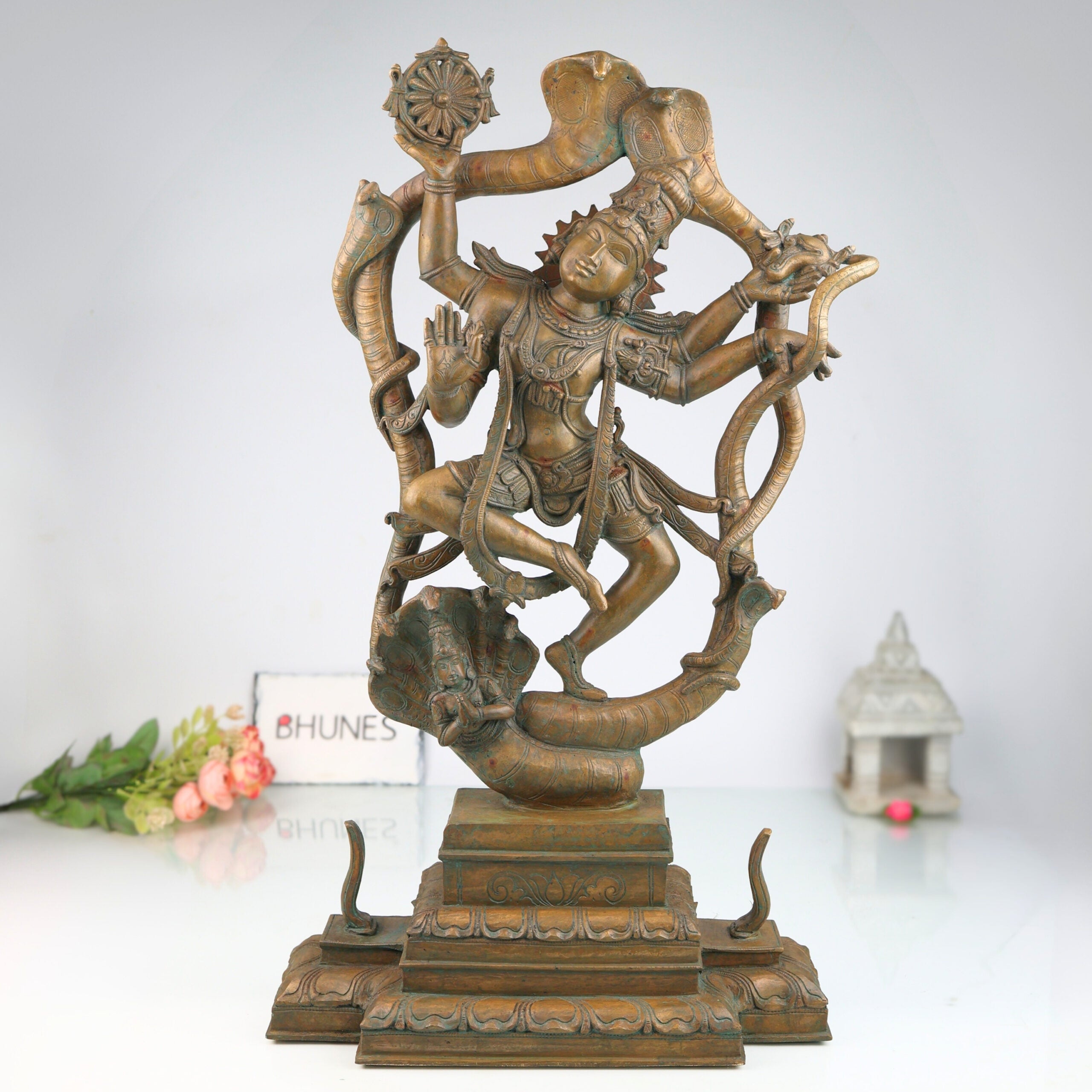 Panchaloha Vishnu Idol Standing on Sheshnag