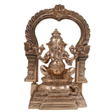 Bronze Handmade Panchaloha Ganesha Idol, Chola Style Vinayaka Murti for Pooja, Home Temple & Gifting, Siddhivinayak Ganpati Statue, Gold, 15.5 Inch, 1 Piece