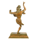 Bronze Handcrafted Panchaloha Dancing Shiva Tandava Statue, Lord Shiva Idol in Chola Style for Temple & Home Decor, Brown, 28.5 Inch, 1 Piece