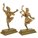 Panchaloha Bronze Dancing Shiva Parvati Idol – Handmade Nataraja Uma Maheshwara Chola Art Statue, Brown, 28.5 Inch, 1 Piece