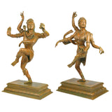 Panchaloha Bronze Dancing Shiva Parvati Idol – Handmade Nataraja Uma Maheshwara Chola Art Statue, Brown, 28.5 Inch, 1 Piece