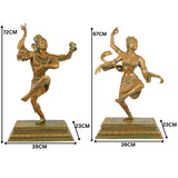 Panchaloha Bronze Dancing Shiva Parvati Idol – Handmade Nataraja Uma Maheshwara Chola Art Statue, Brown, 28.5 Inch, 1 Piece