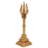 Brass Handcrafted Trishul Trident of Shiva - Shoolam Trishula Trishool for Pooja, Wall Decor & Temple | Mahadev Shaiva Hindu Sacred Weapon, Gold, 12 Inch, 1 Piece