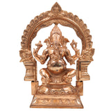 Bronze Handcrafted Panchaloha Ganesha Idol, Vinayaka Ganapati Ekadanta Murti for Pooja, Home Temple, Vastu & Gift Decor, Gold, 11.5 Inch, 1 Piece
