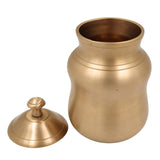 Brass Ghee Box | Masala Box | Pittal Ghee Dabba | Kanchu Ghee Holder | Indian Spice Storage Pot | Vintage Style Brass Pooja Box, Capacity 300ml, Gold, 6.5 Inch, 1 Piece