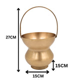 Brass Kamandal for Pooja, Pital Kamandalu, Kansa Kamandal, Tamrapatra Water Pot for Sadhu, Rishi, Yogi, Muni & Meditation Rituals, Gold, 10.5 Inch, 1 Piece