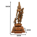 Handcrafted Panchaloha Parvati Ganesh Murugan Idol | South Indian Divine Parivar Sculpture in Bronze – Gauri with Vinayaka and Skanda, Gold, 19.5 Inch, 1 Piece