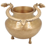 Brass Kamandal for Pooja, Hand Carved Pital Kamandalu Water Pot for Sadhu, Rishi, Yogi, Muni, Meditation, and Vedic Rituals, Gold, 11 Inch, 1 Piece (Copy)