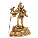 Brass Kali Idol – Mahakali Chamunda Bhadrakali Standing on Shiva Moorthi for Pooja, Temple & Home Decor, Gold, 6 Inch, 1 Piece