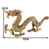 Brass Handcrafted Dragon Naga, Feng Shui Serpent Guardian, Vastu Pital Celestial Sculpture for Home Decor, Gold, 6 Inch
