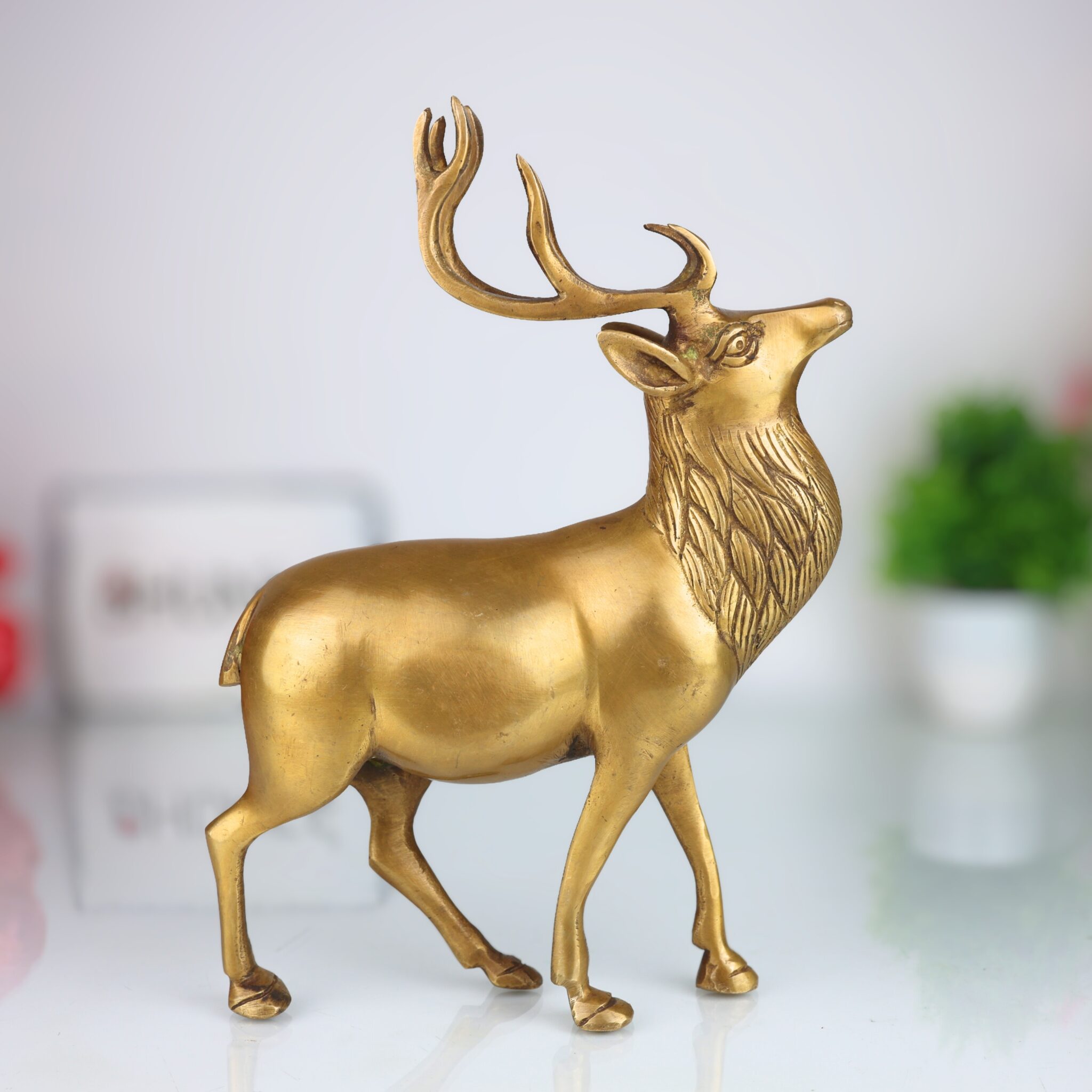 Handcrafted Brass Deer Idol