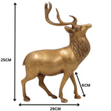Brass Handcrafted Deer – Chital, Barasingha, Mriga, Hiran, Krishnamriga Sculpture for Home Temple, Pooja, Vastu Decor & Gifts, Gold, 10 Inch