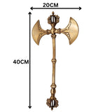 Brass Parashu Dorje Axe Sculpture, Hindu Buddhist Shakti Parshu Vajra, Peetal Parashuram Ritual Weapon Sculpture for Home Temple & Pooja Decor, Gold, 8 Inch