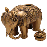 Handcrafted Brass Gajraj Dhoop Burner, Peetal Elephant Incense Holder | Airavata Gajavahana Hathi Murti for Puja, Vastu & Home Decor, Gold, 7.5 Inch