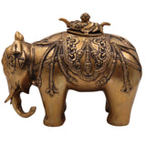 Handcrafted Brass Gajraj Dhoop Burner, Peetal Elephant Incense Holder | Airavata Gajavahana Hathi Murti for Puja, Vastu & Home Decor, Gold, 7.5 Inch
