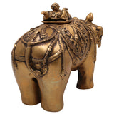 Handcrafted Brass Gajraj Dhoop Burner, Peetal Elephant Incense Holder | Airavata Gajavahana Hathi Murti for Puja, Vastu & Home Decor, Gold, 7.5 Inch