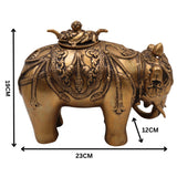 Handcrafted Brass Gajraj Dhoop Burner, Peetal Elephant Incense Holder | Airavata Gajavahana Hathi Murti for Puja, Vastu & Home Decor, Gold, 7.5 Inch