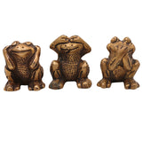 Brass Three Wise Frogs Idol | See No Evil Hear No Evil Speak No Evil | Peetal Vastu Feng Shui Frog Statues for Home Decor, Pooja & Gifts, Gold, 2 Inch