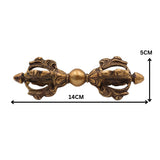 Brass Dorje Vajra Idol, Tibetan Thunderbolt Scepter, Buddhist Ritual Vajrayudha Sculpture for Puja, Meditation & Decor, Gold, 5.5 Inch