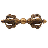 Brass Dorje Vajra Idol, Tibetan Thunderbolt Scepter, Buddhist Ritual Vajrayudha Sculpture for Puja, Meditation & Decor, Gold, 5.5 Inch