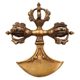 Brass Buddhist Khuladi Idol – Dorje Vajra Axe of Vajrapani | Tibetan Ritual Weapon for Puja, Home Decor & Spiritual Gifts, Gold, 2 Inch