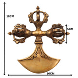 Brass Buddhist Khuladi Idol – Dorje Vajra Axe of Vajrapani | Tibetan Ritual Weapon for Puja, Home Decor & Spiritual Gifts, Gold, 2 Inch