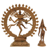 Handcrafted Bronze Nataraja and Parvati Idol | Panchaloha Chola Art Shiva & Shakti Statue | Lord of Dance Murti for Temple & Home Decor, Gold, 6 Inch, 1 Piece