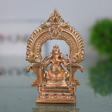 Small Bronze Ganesha Idol with Prabhavali