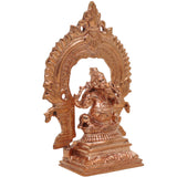 Bronze Small Ganesha Idol with Prabhavali, Panchaloha Vinayaka Murti, Siddhivinayak Statue, Handcrafted Chola Art Ganapati for Home & Temple Pooja, Gold, 3 Inch, 1 Piece