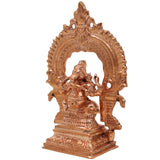 Bronze Small Ganesha Idol with Prabhavali, Panchaloha Vinayaka Murti, Siddhivinayak Statue, Handcrafted Chola Art Ganapati for Home & Temple Pooja, Gold, 3 Inch, 1 Piece
