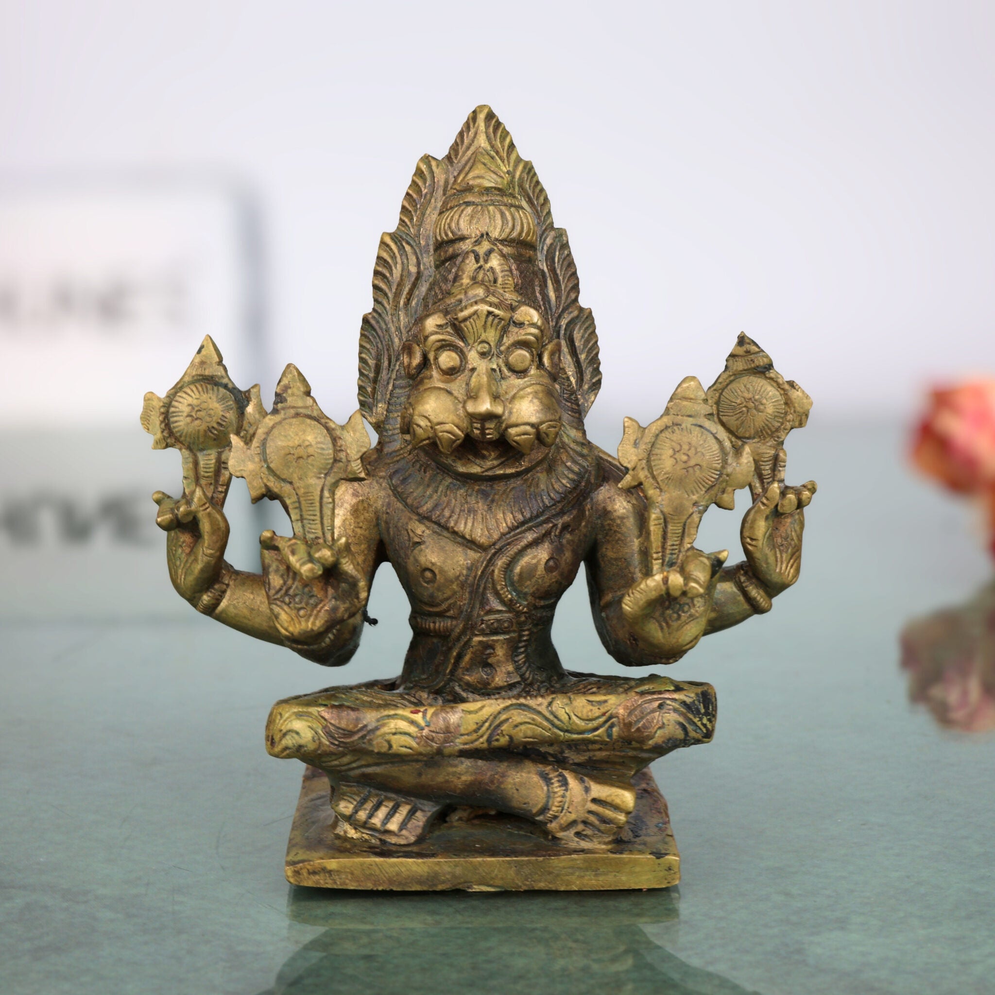 Bronze Yoga Narasimha Idol