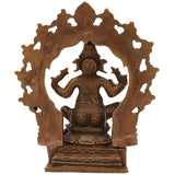 Handmade Bronze Ganesha Idol, Panchaloha Vinayaka Murti, Siddhivinayak Ganapati Statue, Ekadanta Vighnaharta Figurine, Chola Art, Brown, 4 Inch, 1 Piece