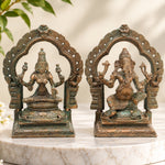  Bronze Ganesh Lakshmi Idol 