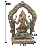 Bronze Ganesh Lakshmi Idol Set, Handcrafted Ganpati Laxmi Murti for Pooja, Home Decor & Gifting, Brown, 5 Inch, 2 Piece