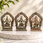 Bronze Ganesha Lakshmi Saraswati Idol