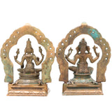 Bronze Ganesha Lakshmi Idol Set, Handcrafted Traditional Chola Style Ganesh Lakshmi Murti for Pooja, Home Decor & Gifting, Brown, 5 Inch, 2 Piece